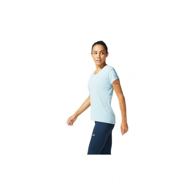 Smoke Blue Asics 2012A981.403 V-Neck Short Sleeve Top T-Shirts & Tops | JSBFY-7623