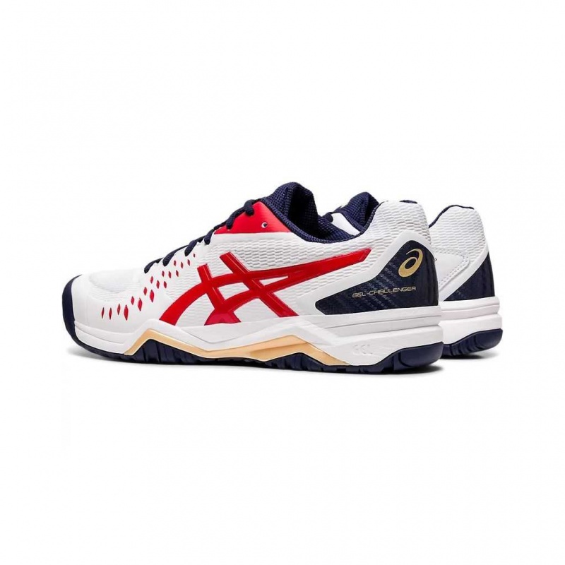 White/Classic Red Asics 1041A045.115 Gel-Challenger 12 Tennis Shoes | RUQTK-8175