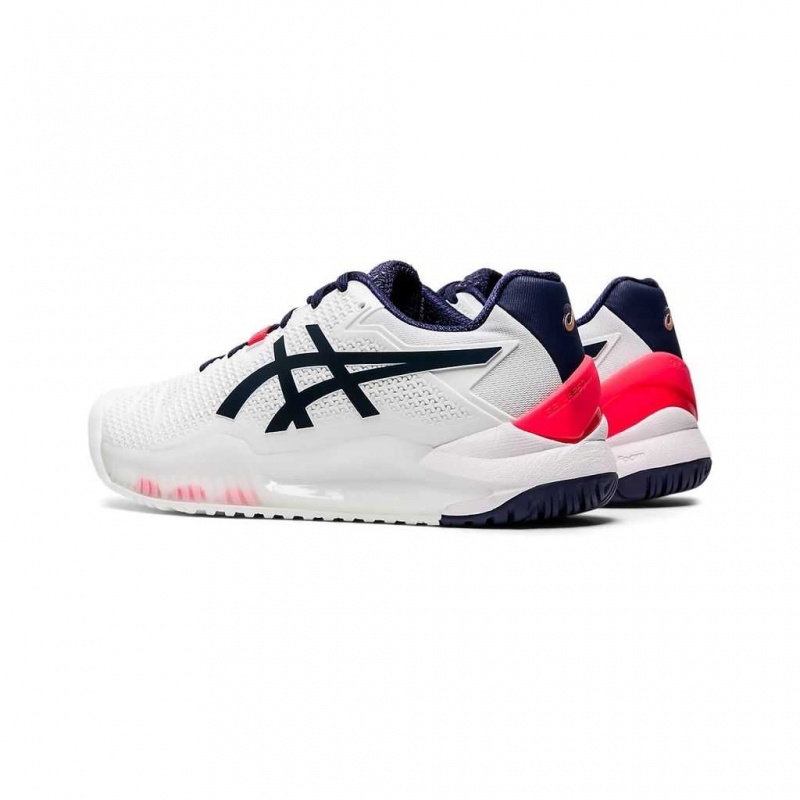 White/Peacoat Asics 1042A072.103 Gel-Resolution 8 Tennis Shoes | QBUYH-7091