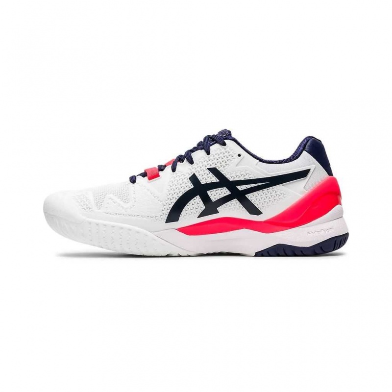 White/Peacoat Asics 1042A072.103 Gel-Resolution 8 Tennis Shoes | QBUYH-7091