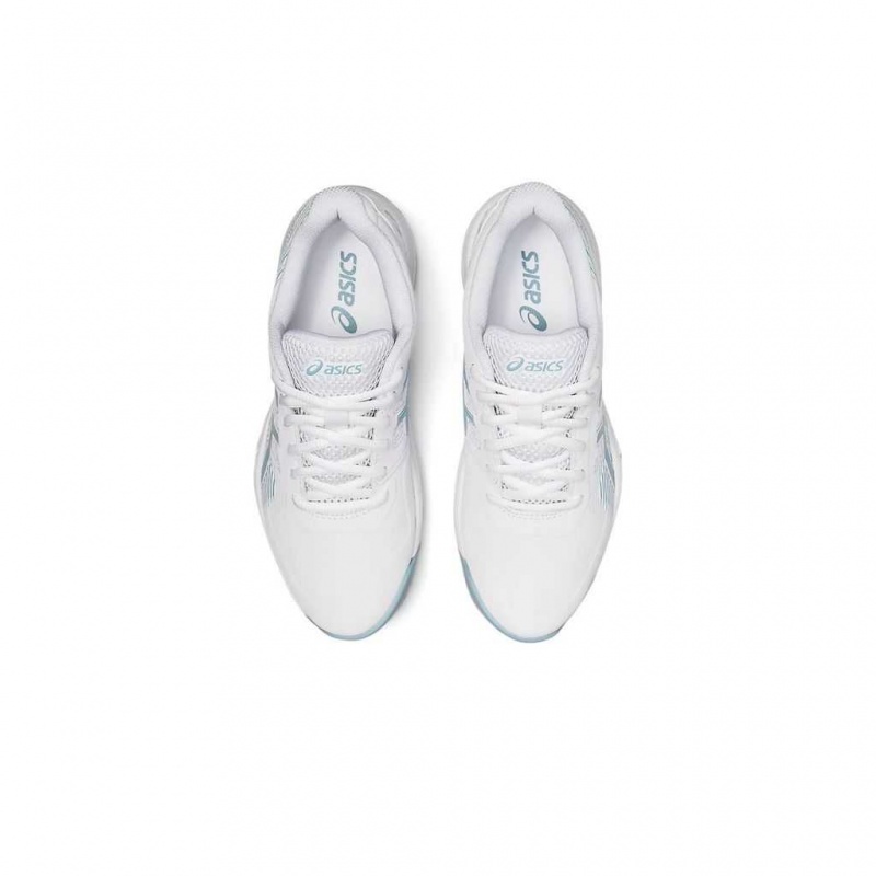 White/Smoke Blue Asics 1042A152.106 Gel-Game 8 Tennis Shoes | HBEWV-3250